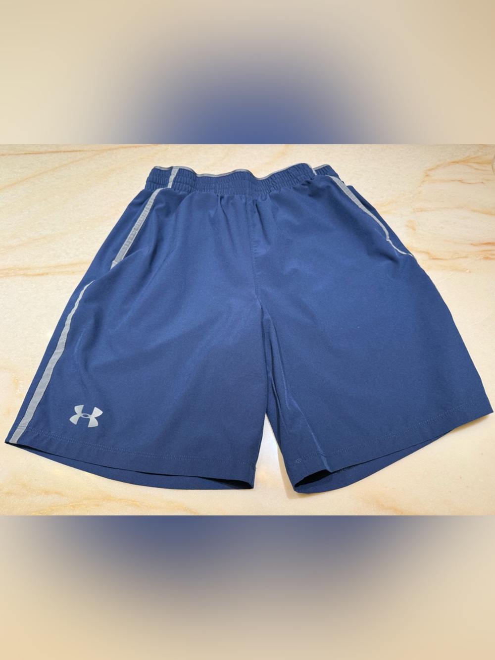 Under Armour Men's Navy Athletic Shorts with Gray Accents